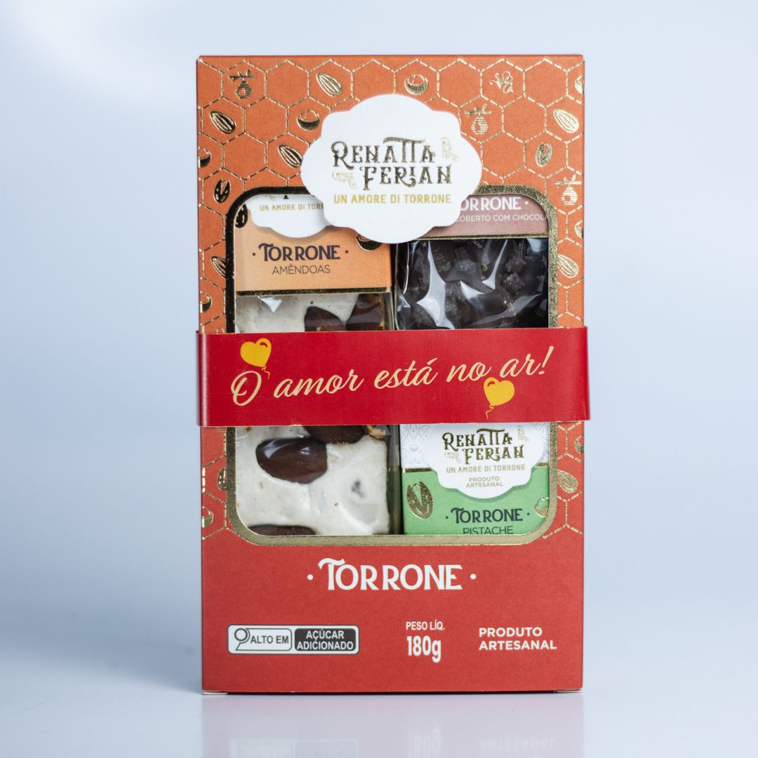 Kit 1 - Presente ESPECIAL DIA DOS NAMORADOS - Torrone Renatta Ferian - 3 Sabores 45g/90g