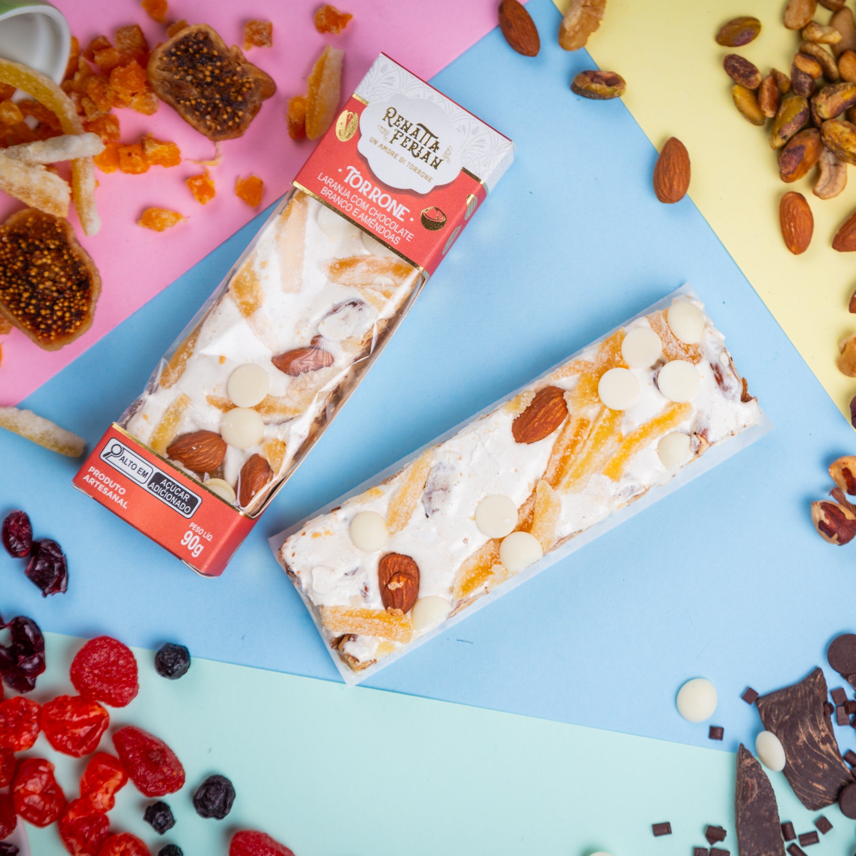 Torrone Premium de Laranja com Chocolate Branco 90g